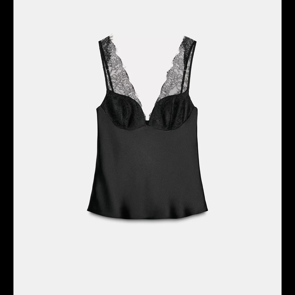 SATIN EFFECT LACE TOP - Picture 6 of 8
